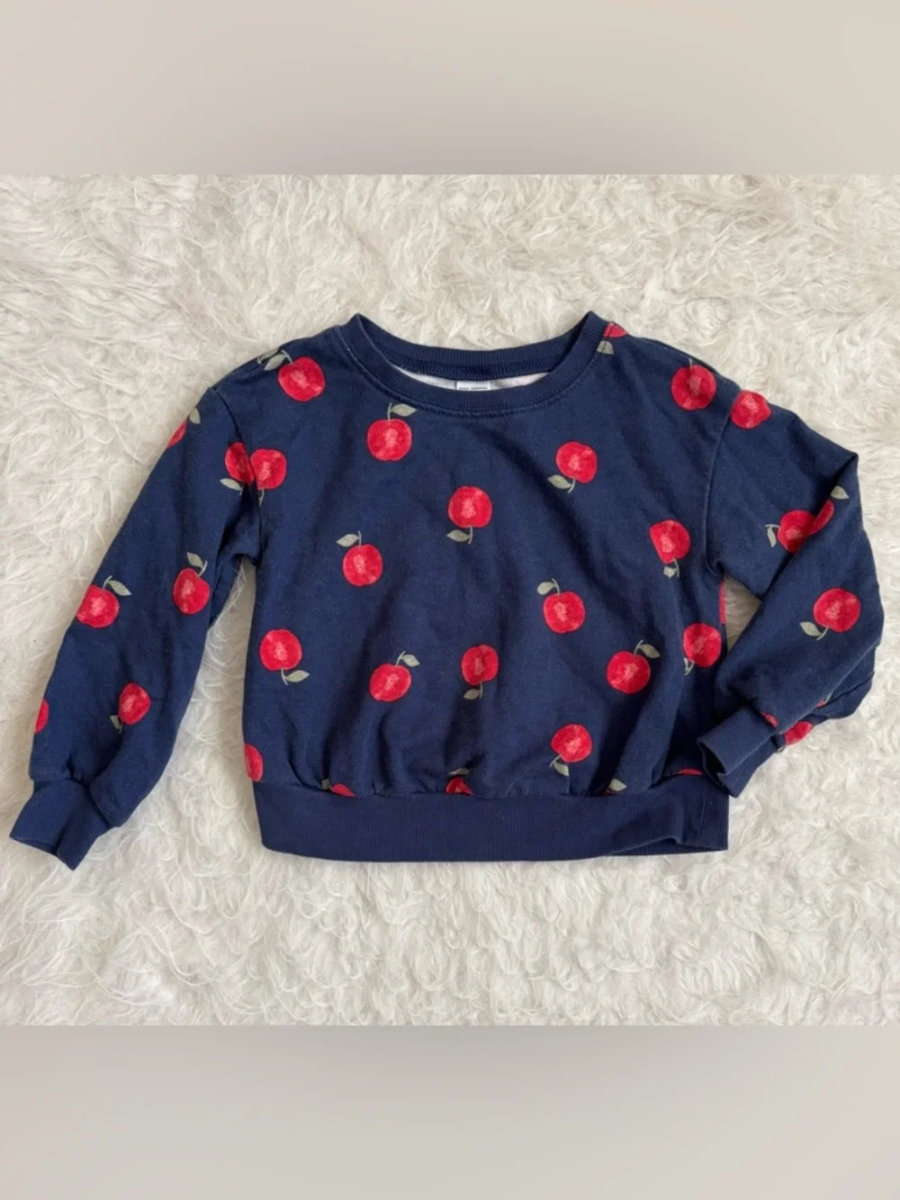 Carter's Girls Festive Navy Comfy Sweatshirt with Red Apple AOP